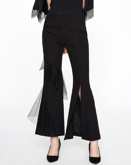 新款显高显瘦网纱雪纺喇叭休闲裤(图1) 新款显高显瘦网纱雪纺喇叭休闲裤(图1)