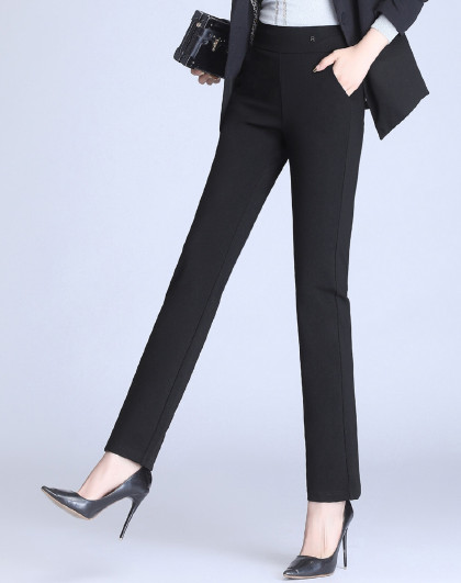 微弹高腰显瘦小直筒裤女士休闲裤女裤(图1) 微弹高腰显瘦小直筒裤女士休闲裤女裤(图1)