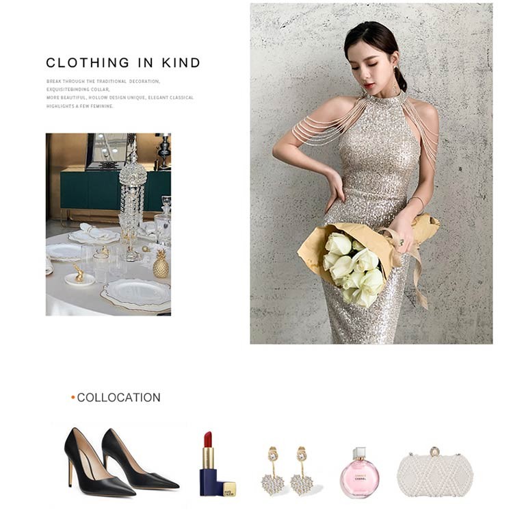 雪宝莲2020新款修身鱼尾挂脖性感肩流苏晚礼服(图2) 雪宝莲2020新款修身鱼尾挂脖性感肩流苏晚礼服(图2)